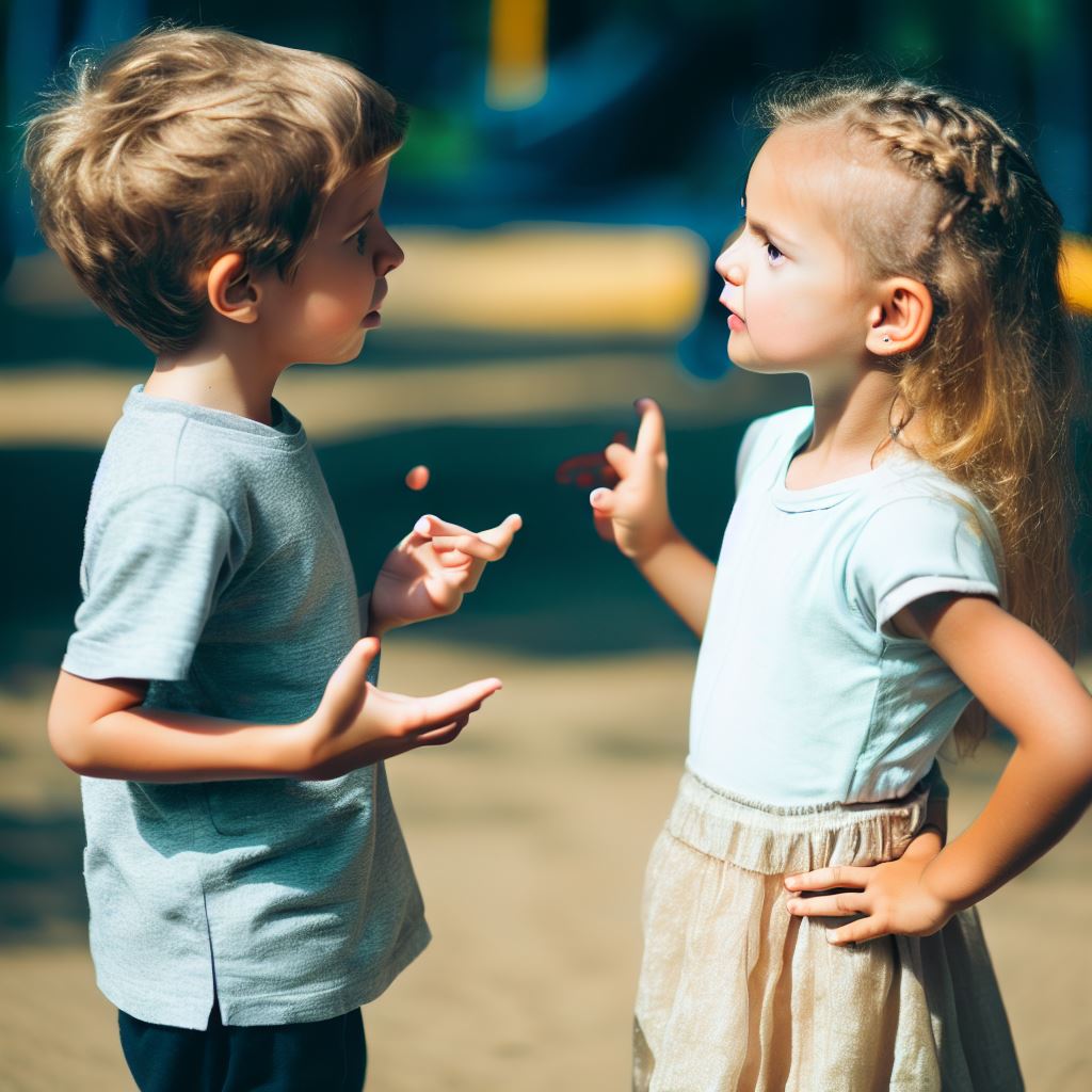 Imagen 1: Dos niños discutiendo en el patio de recreo.
